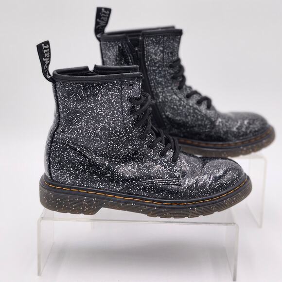 Dr. Martens Other - Dr. Martens Black Glitter Rubber Lace Up Girls 2 Emo Gothic S0065